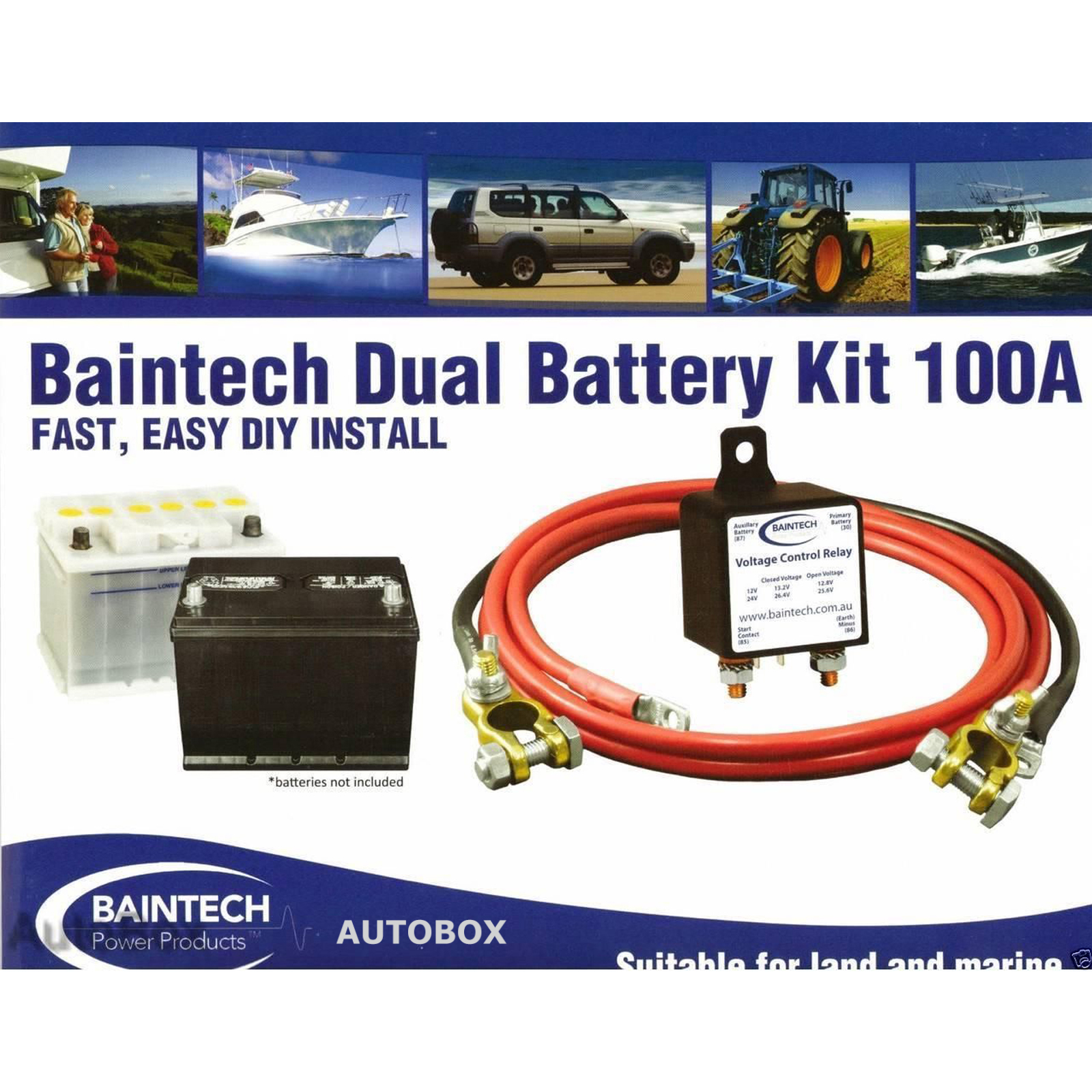 DUAL BATTERY KIT 100 AMP 4WD 4X4 12v / 24v LANDCRUISER PATROL PRADO DISCOVERY
