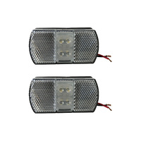 Caravan LED Front Clearance White Lamp Pair (2) 12-24V Trailer RV Clip Mount