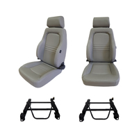 Pair Adventurer 4x4 PU Leather Grey S3 Seats for Toyota Hilux 1997-05 + Adaptor