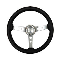 SAAS SOFT LEATHER RETRO Black Sports Steering Wheel ALLOY SPOKES 350mm Classic