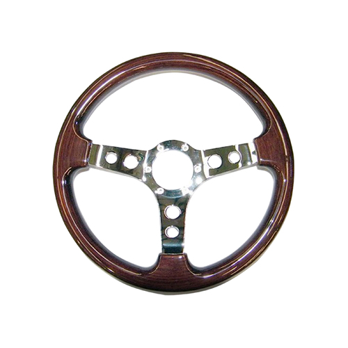 WOODGRAIN CHROME SPOKE DINO STEERING WHEEL 350MM FE FJ HQ HR HT HZ Autotecnica
