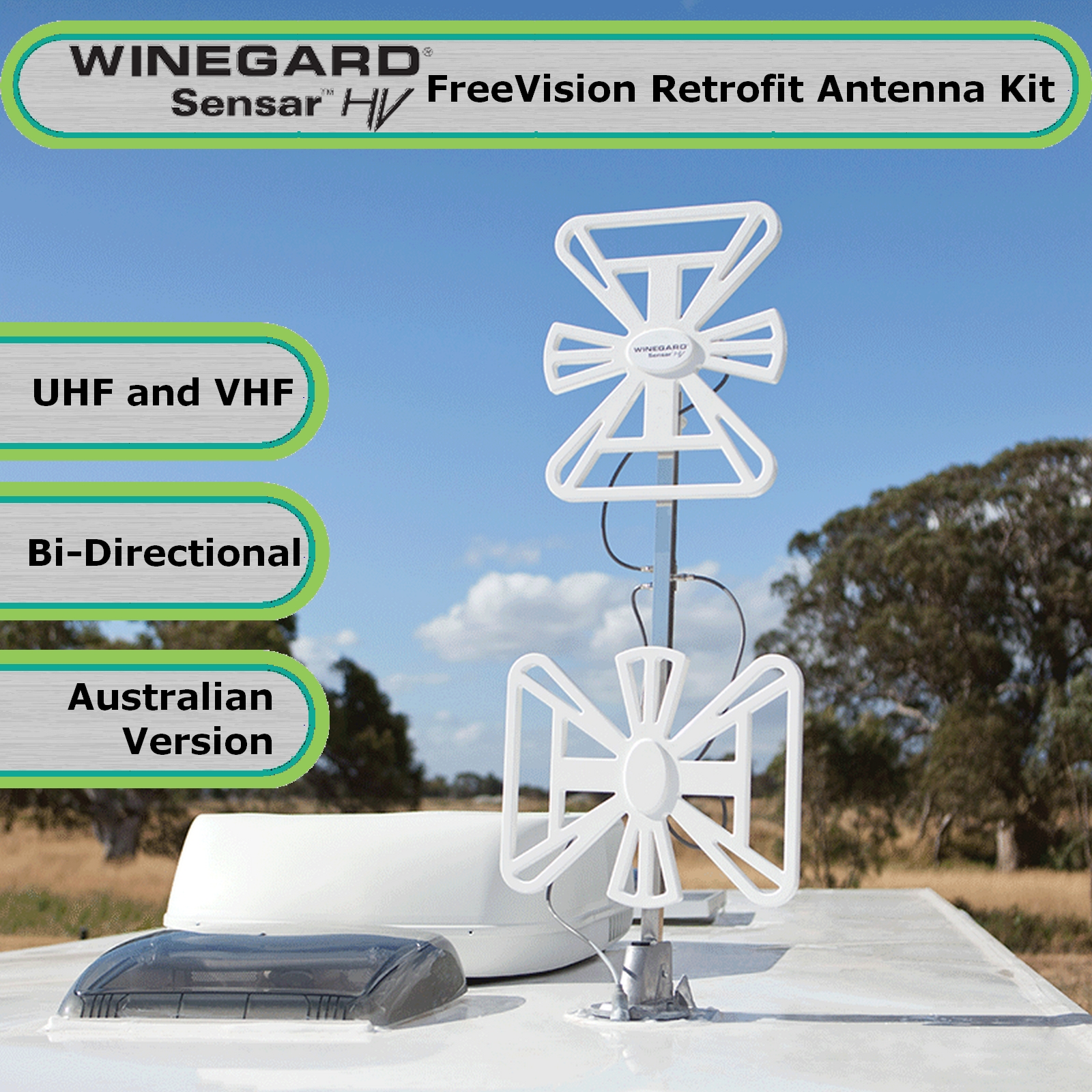 Winegard FreeVision Sensar HV TV Antenna Antenna Kit Caravan VHF UHF