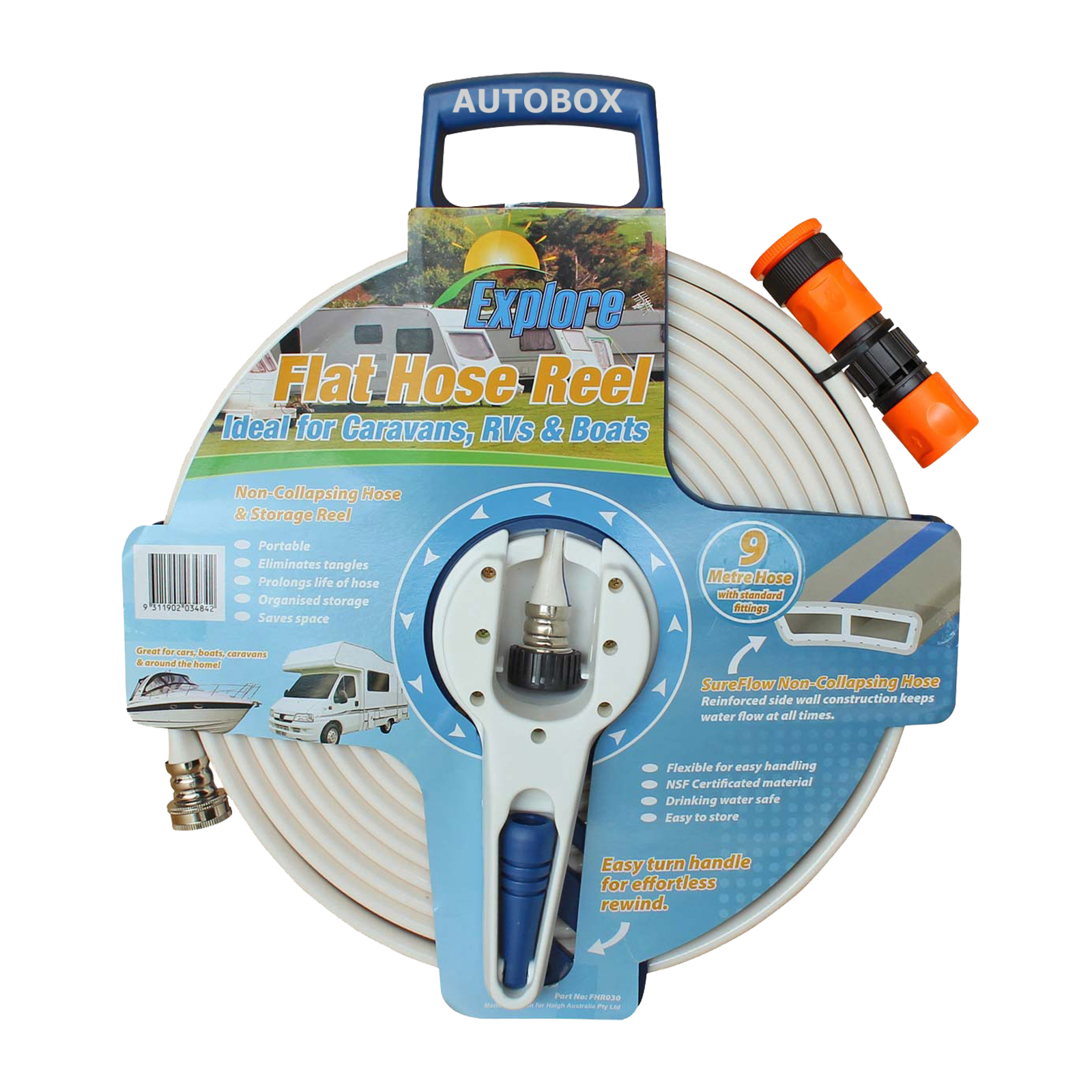CARAVAN FLAT DRINKING WATER SAFE HOSE w/ REEL 9 METRE RV MOTORHOME BOAT CAMPING eBay