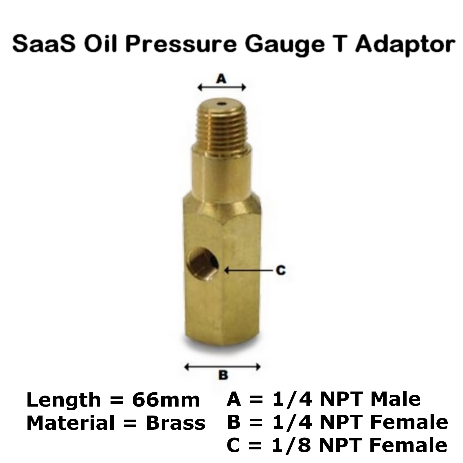 Oil Pressure Gauge Adapter 1 4 Npt Brass Saas T Piece Sender