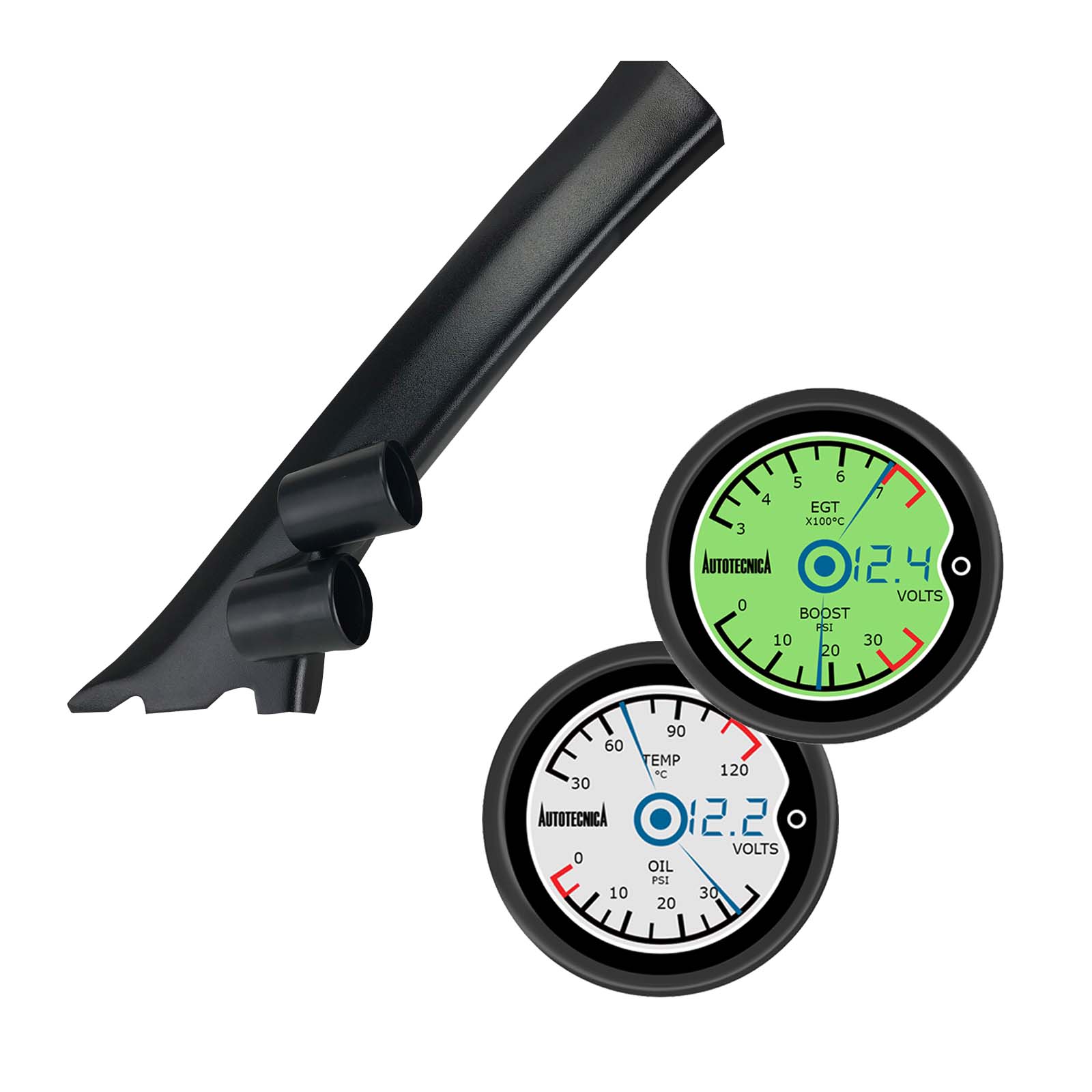 Dual Pillar Pod w/ 3in1 LCD Digital Gauges for Volkswagen