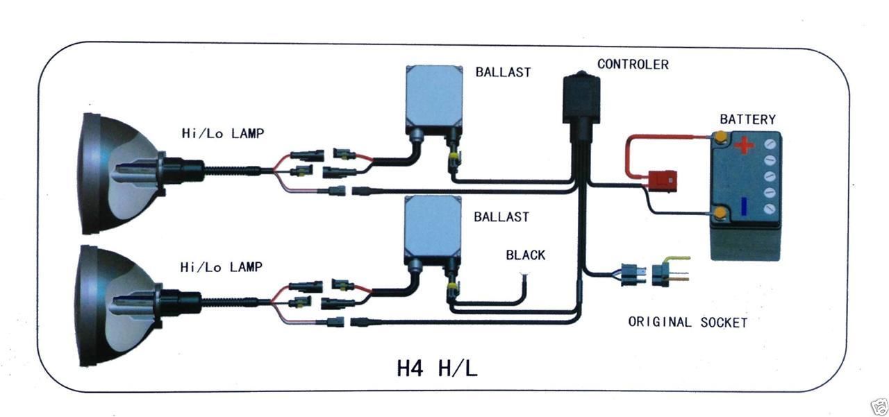 H4 35W 6000k Hi/Low Beam HID Headlight Lamp Conversion Kit ... intrusion detection wiring diagram 