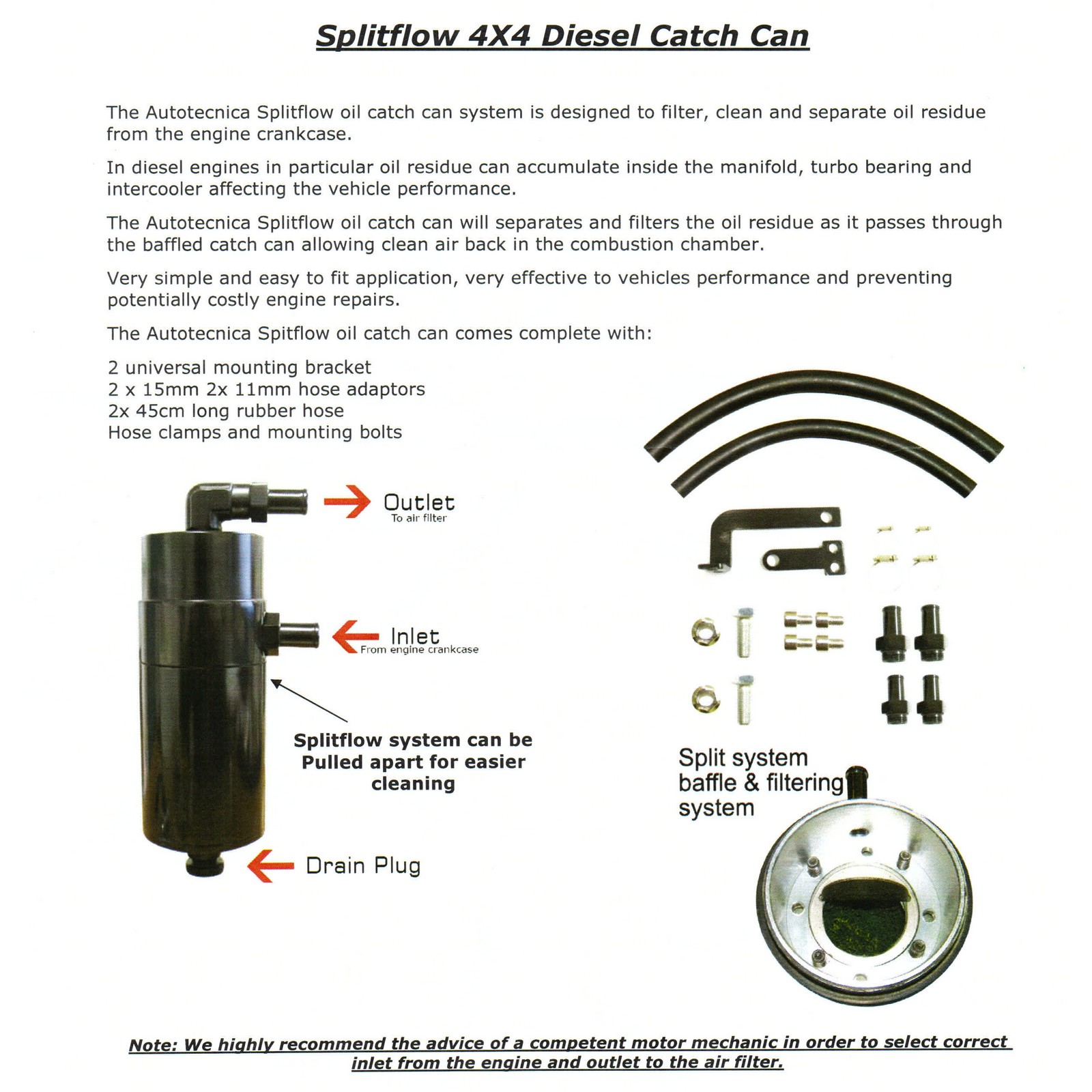 Black Outback Oil Catch Can Baffled Larger Pipes Suits Diesel 4WD 600ml Black Outback Oil Catch Can Baffled Larger Pipes Suits Diesel 4WD 600ml