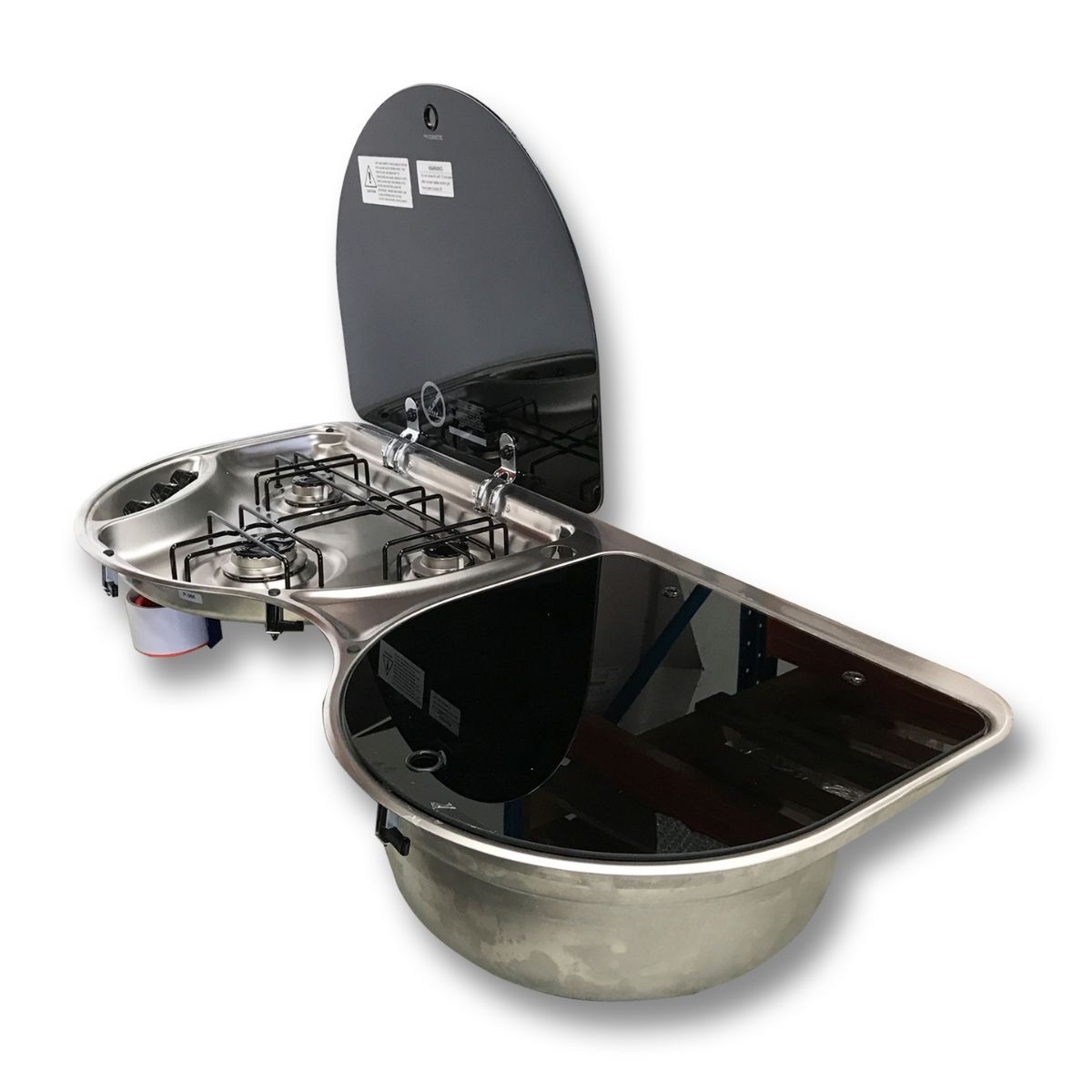 Smev 3 Burner Sink Combo Stainless Steel Caravan Motorhome Camper Trailer Boat Autobox