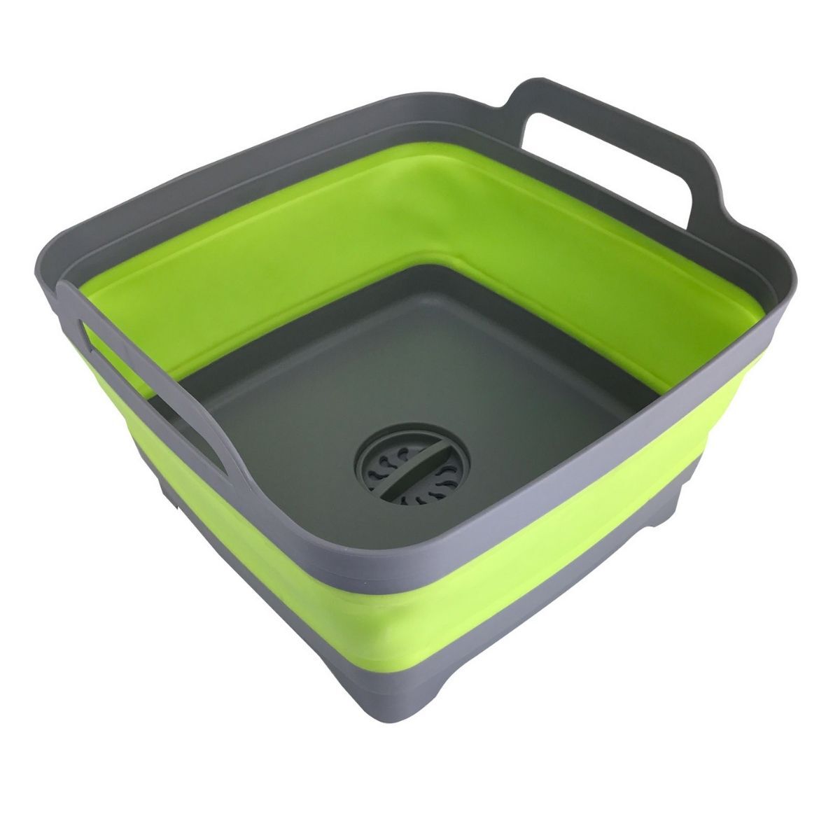 Collapsible Green Silicone Caravan Camping Wash Tub Sink With Drain Food Grade Autobox