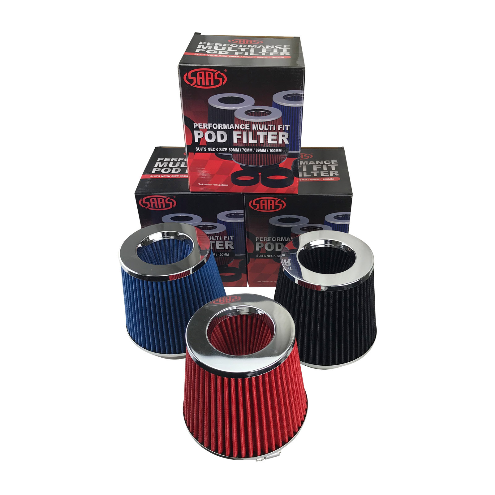 SAAS Performance Multi Fit Pod Air Filter Suits 60/76/89/100mm Inlets ...