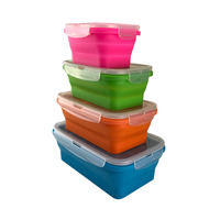 Silicone Collapsible Containers Portable Food Storage for Caravan Camping 4 Pack