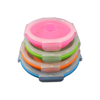 Silicone Collapsible Container (4pc) Portable Food Storage Caravan Camping Round