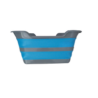 Collapsible Silicone Caravan Home Camping Laundry Washing Basket Large Blue Grey