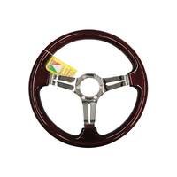Autotecnica Indy Classic Woodgrain Polished Slotted Spoke Steering Wheel 350mm