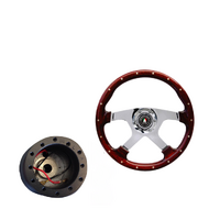 Steering Wheel Bullit Woodgrain w/ Polished Spokes 380mm with Boss Kit for Toyota Landcruiser 80 100