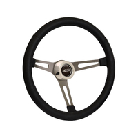 SAAS GT Performance Steering Wheel GT3 Retro Leather Black Slots 380mm 15"3 Bolt