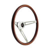 SAAS GT Performance Steering Wheel GT3 Retro Dark Wood Slots 380mm 15in 3 Bolt