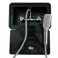 RV FloMaster Watermarked Black External Shower Box for Caravan Motorhome Camper