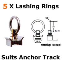 5x Lashing Point Rings for Anchor Track Tracking 900kg Trailer Van Ute Bike