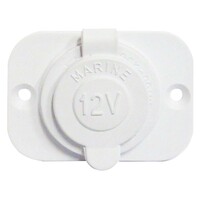 Baintech White Flush Mount Ciga Cigarette Power Socket 0-36V DC 15Amp Caravan