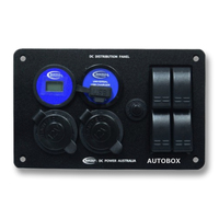 BLACK 12 VOLT DISTRIBUTION POWER PANEL VOLTMETER USB 2x CIGAR SOCKET 4WD BOAT