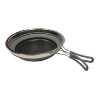 Pop Up Frypan Fry Pan Silicone Collapsible Caravan Grey 24cm Folding Camping