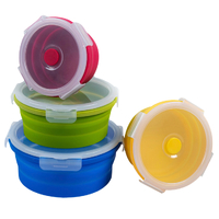 New Food Grade Collapsible Silicone Set of 3 Bowl Container Caravan Camping
