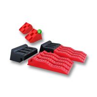 Dual Axle Caravan Wheel Levelling Ramps Chocks - 3 Step Motorhome Black Red