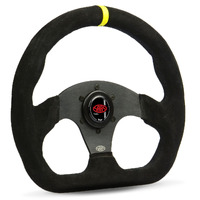 SAAS 320mm Black Suede Steering Wheel 13"  Flat Bottom and Indicator