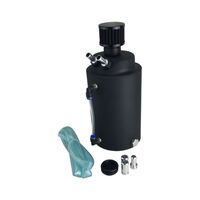4WD Black Aluminium 2000ml Black Catch Can with Breather Drain Tap Reservoir 2L