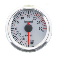 Turbo Boost White Electronic Analogue Gauge 52mm by Autotecnica 7 Colours 12V
