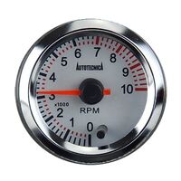 Autotecnica 10000 RPM Tachometer Electronic Analog Gauge White Face Tacho 52mm