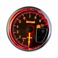 Autotecnica 3 3/4 Tachometer Analogue Tacho RPM Gauge Black Face Pedestal Memory