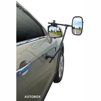 Towing Mirror with Stabiliser Arm - 2 Mirror Pack Easy Fit Reduces Vibration 4WD