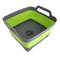 Collapsible Green Silicone Caravan Camping Wash Tub Sink with Drain Food Grade