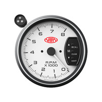 SAAS 3.75" TACHOMETER with SHIFT LIGHT WHITE FACE 95mm 3 3/4 Performance Tacho