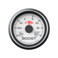 30 In-Hg to 20 psi TURBO BOOST GAUGE White Face Mitsubishi EVO Subaru WRX STI 