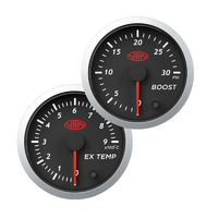 SAAS Boost + Exhaust Temp Gauges 52mm Street Series Black 12V Black