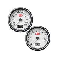 SAAS Speedometer 0-220 kph and Tachometer 0-9000 Rpm 3 1/2" 90mm White In Dash