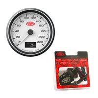 SAAS GPS Speedometer 0-220 kph 3 1/8" 80mm In Dash Tripmeter White Muscle Series