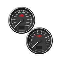 SAAS Speedometer 0-220 KPH and Tachometer 0-9000 RPM 3 1/8" 80mm Black In Dash