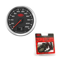 SAAS GPS Unit Speedometer 0-220 KPH 3 1/8" 80mm In Dash Black Muscle Series 3