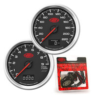 SAAS GPS Unit Speedo Tachometer 0-220 KPH 80mm In Dash Muscle Digital Series 3