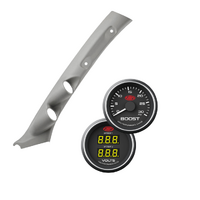 Gauge Pillar Pod Grey Single Piece w/ Gauges for Landcruiser LC100 1998-07 Black Diesel Boost Dual Volt