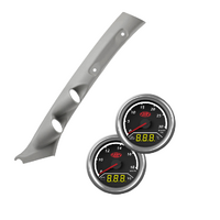 Gauge Pillar Pod Light Grey Single Piece w/ 2in1 Gauge for Landcruiser 100 Ser 1998-07 Boost Exhaust Dual Volt