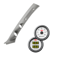 For Landcruiser 100 Ser 98-07 Gauge Pillar Pod Light Grey Single Piece + White Diesel Boost + Dual Volts Gauge