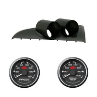 Dual Gauge Pod w/ Black Oil Press & Oil Trans Temp Gauge Ford BA BF XR6 XR8 XR6T