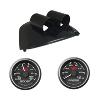 Clip-In Dual Gauge Pod w/ Black Face Turbo Boost & Oil Press Gauge Ford Falcon