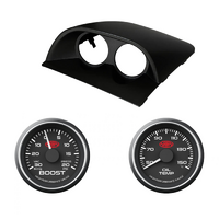 VY VZ Holden Commodore Black Dual Gauge Pod w/ Black Face Turbo Boost & Oil Temp Gauge