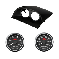 VY VZ Commodore Black CLIP-IN DUAL GAUGE POD W/ Black FACE VOLTS & OIL PRESS GAUGES